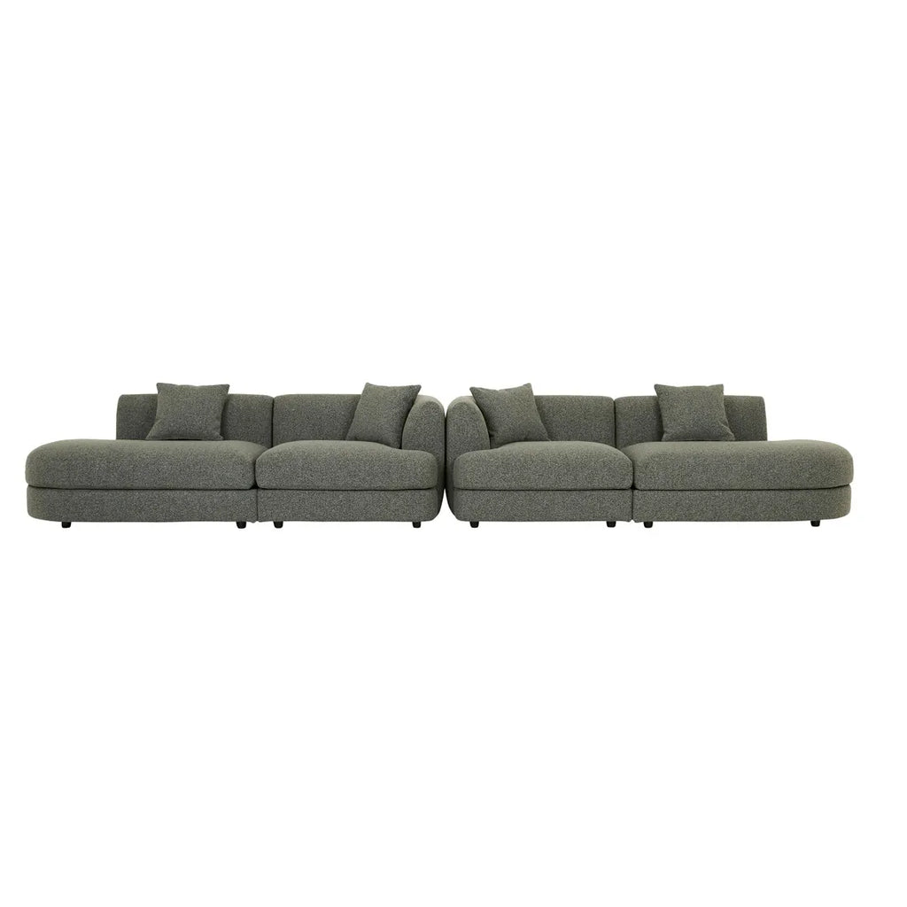 Madrid Curve Right Chaise Sofa Green Boucle