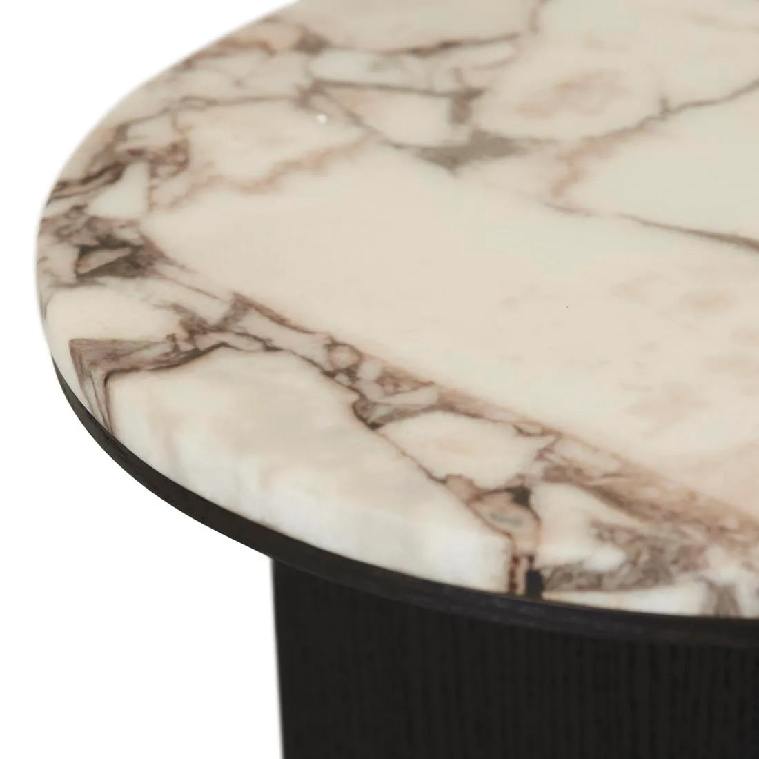 Elsie Round Side Table Ocean Marble/Black Oak