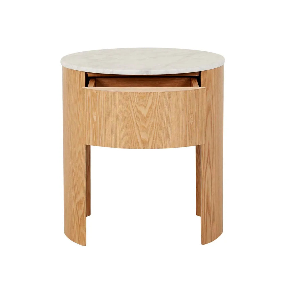 Oberon Crescent Marble Bedside Natural