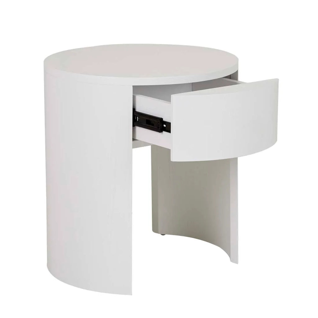 Oberon Crescent Bedside White
