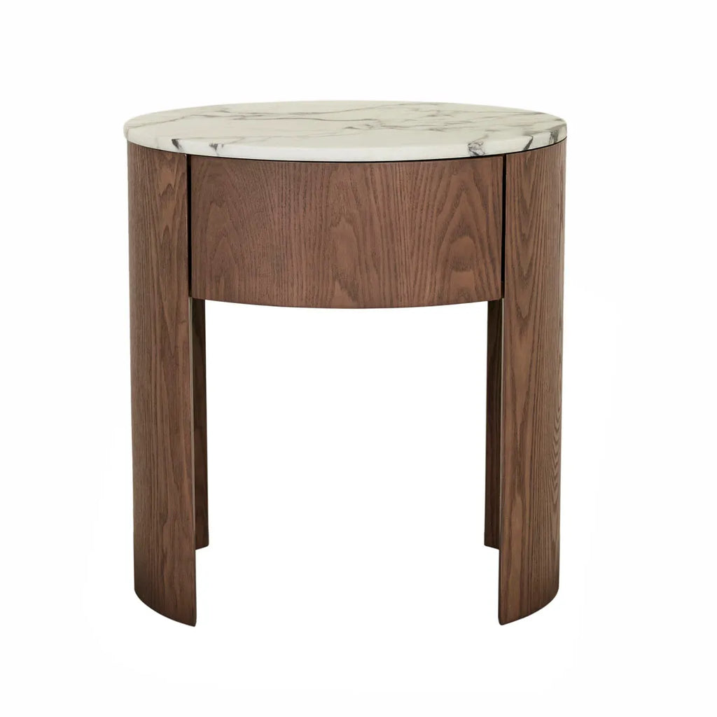 Oberon Crescent Marble Bedside Smoked Ash