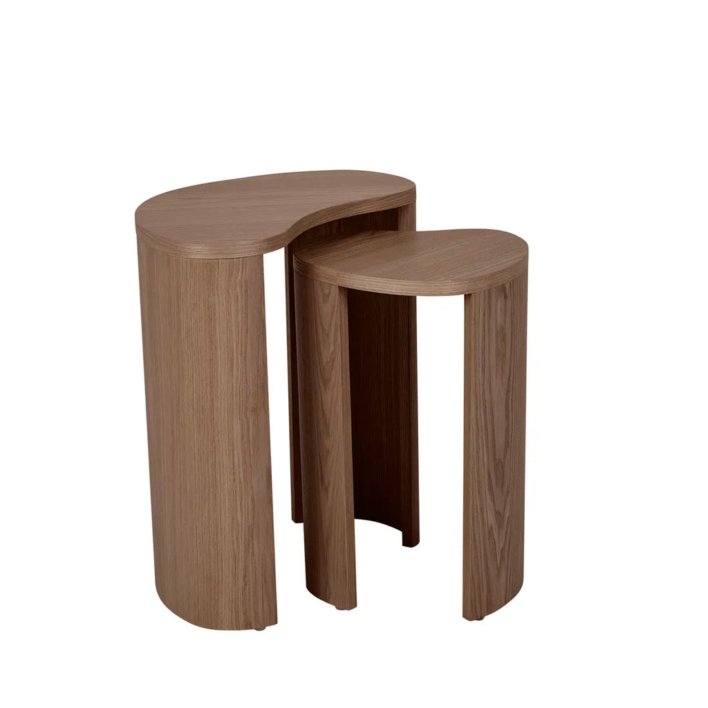 Oberon Curve Nest Side Table Smoked Ash