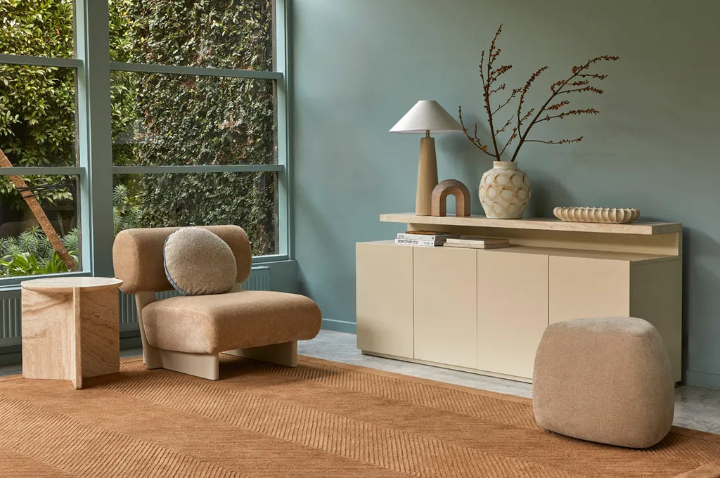 Venus Revolve Side Table Travertine 525mm