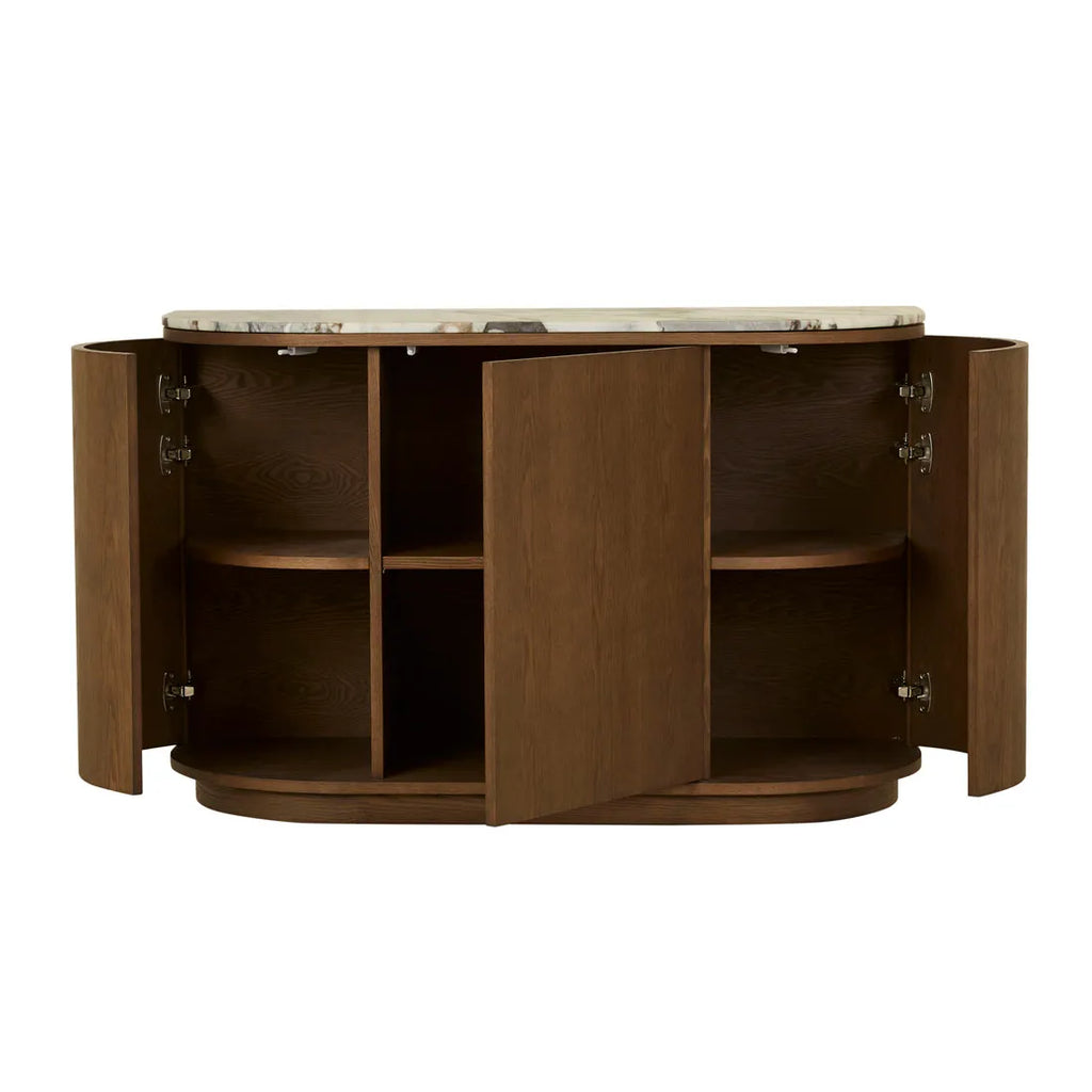 Oberon Crescent Marble Storage Unit Smoked Ash