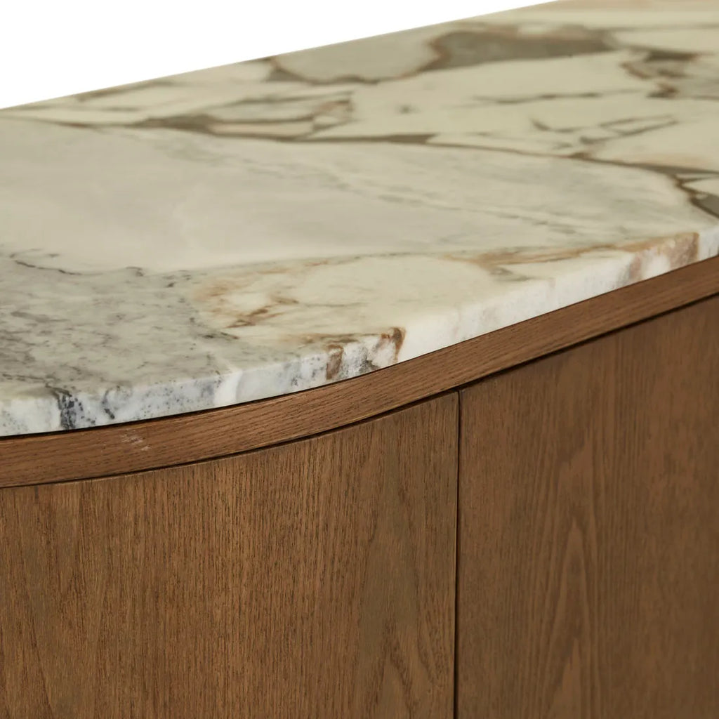 Oberon Crescent Marble Storage Unit Smoked Ash