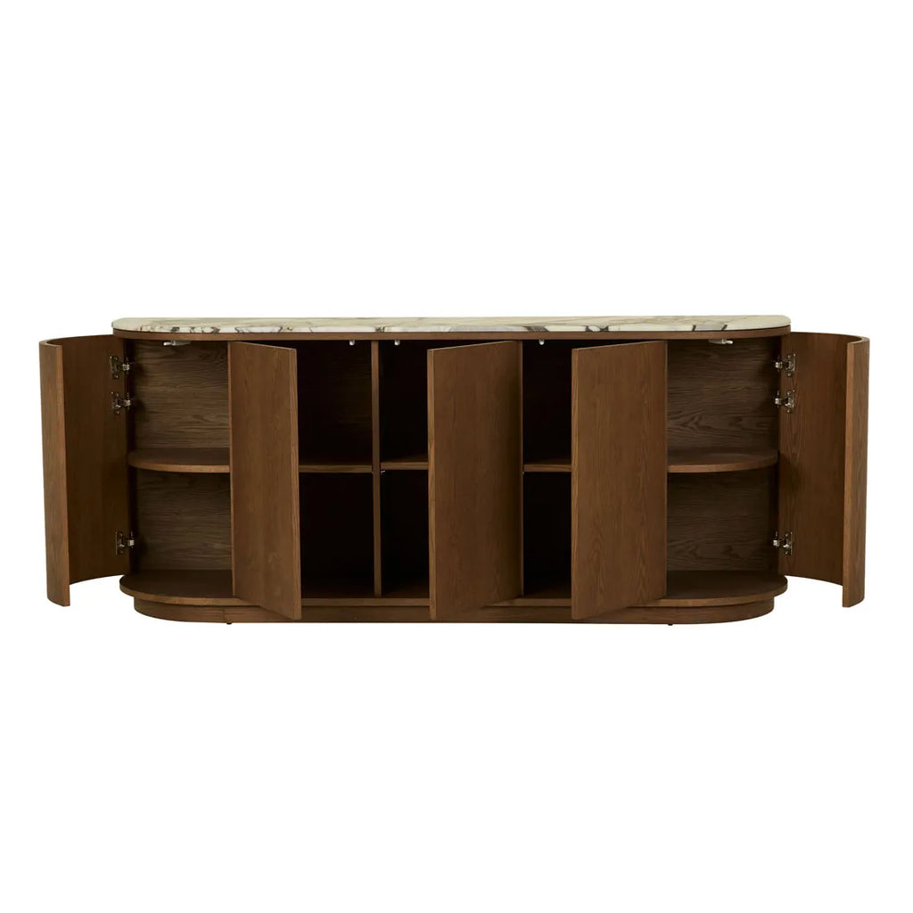 Oberon Crescent Marble Buffet Smoked Ash
