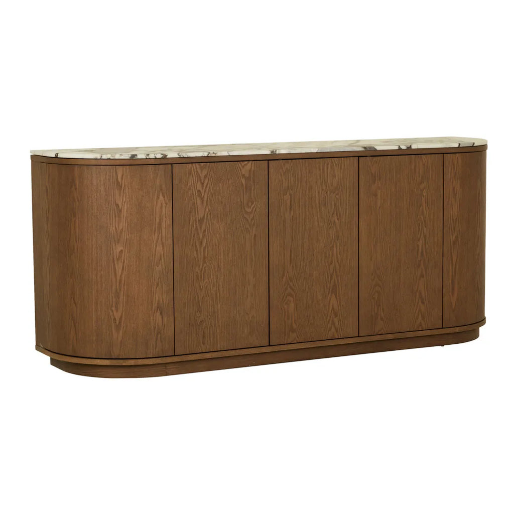 Oberon Crescent Marble Buffet Smoked Ash