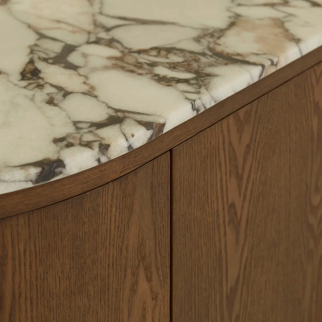 Oberon Crescent Marble Buffet Smoked Ash