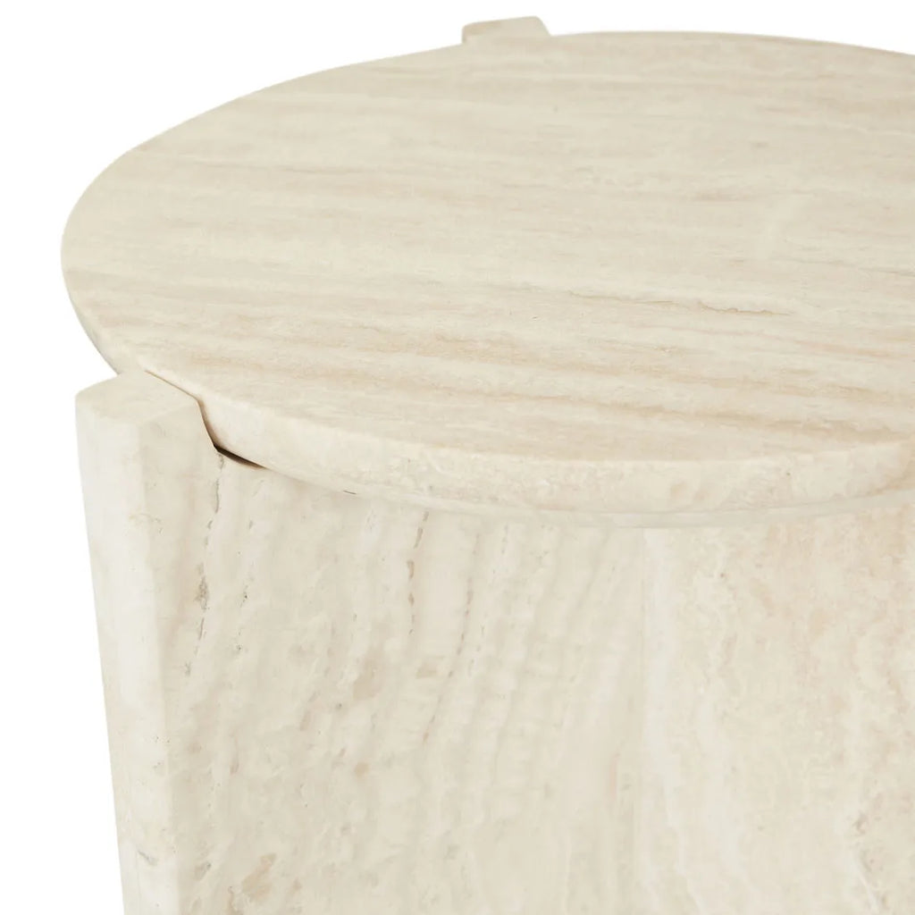Venus Revolve Side Table Travertine 375mm