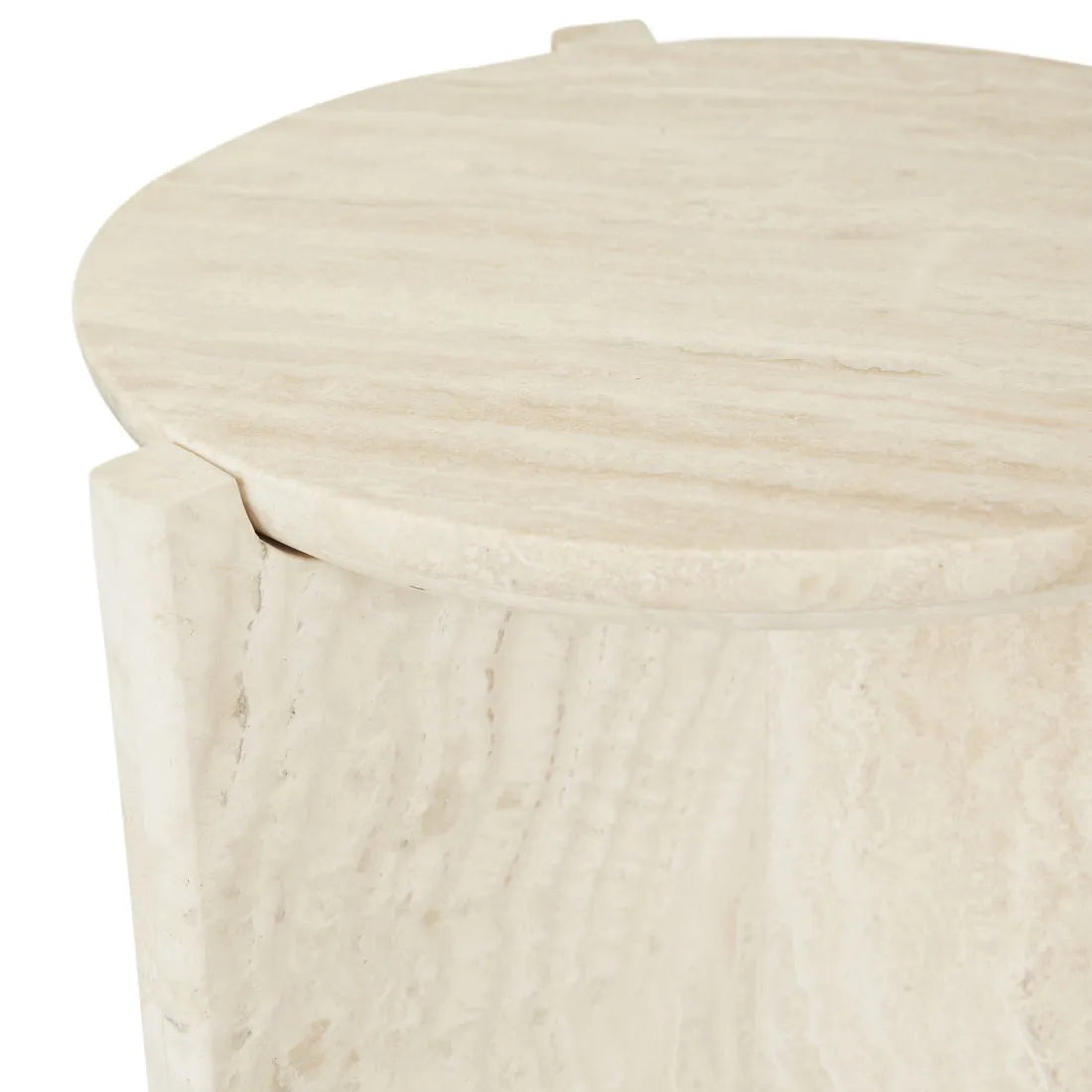 Venus Revolve Side Table Travertine 375mm
