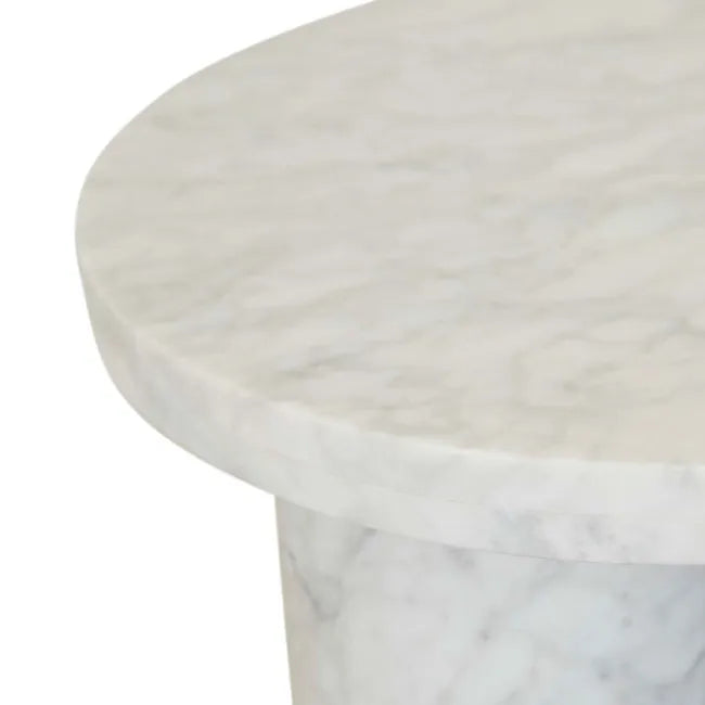 Atlas Pillar Side Table White Marble