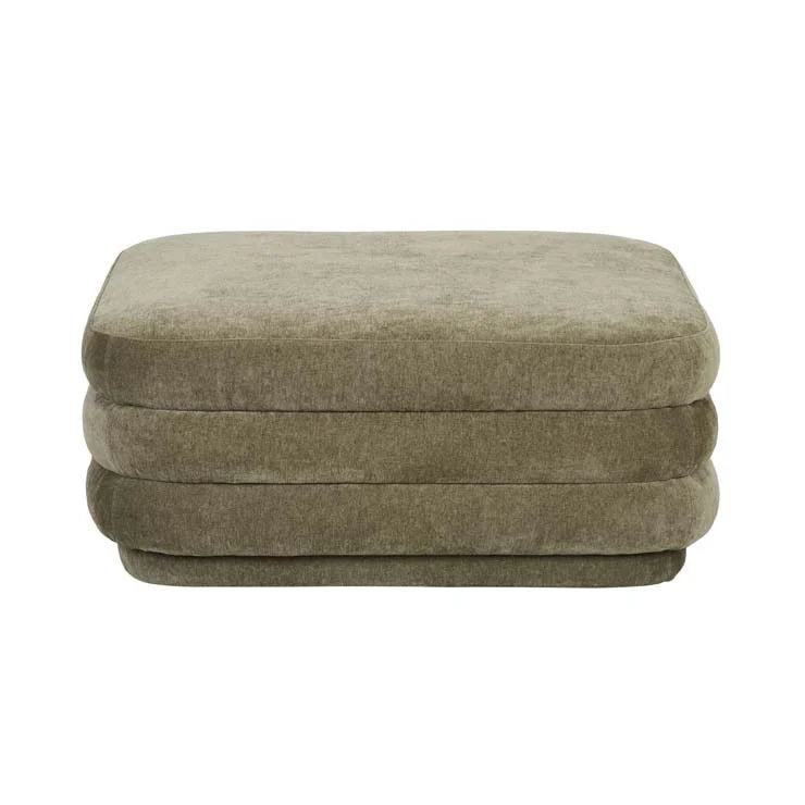 Kennedy Ribbed Square Ottoman Silver Sage