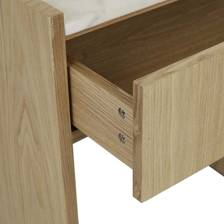 Elsie Narrow Bedside White Marble/Natural