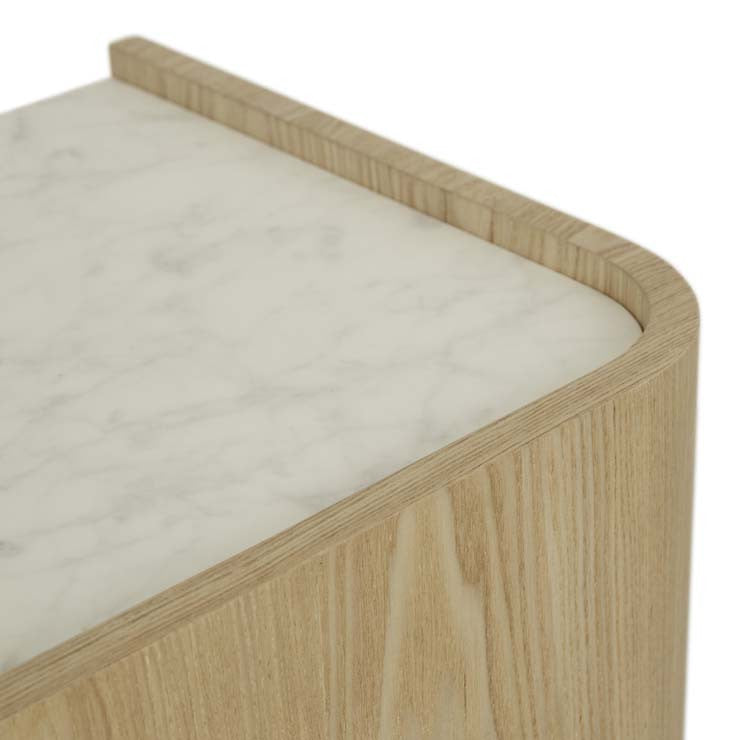 Elsie Narrow Bedside White Marble/Natural