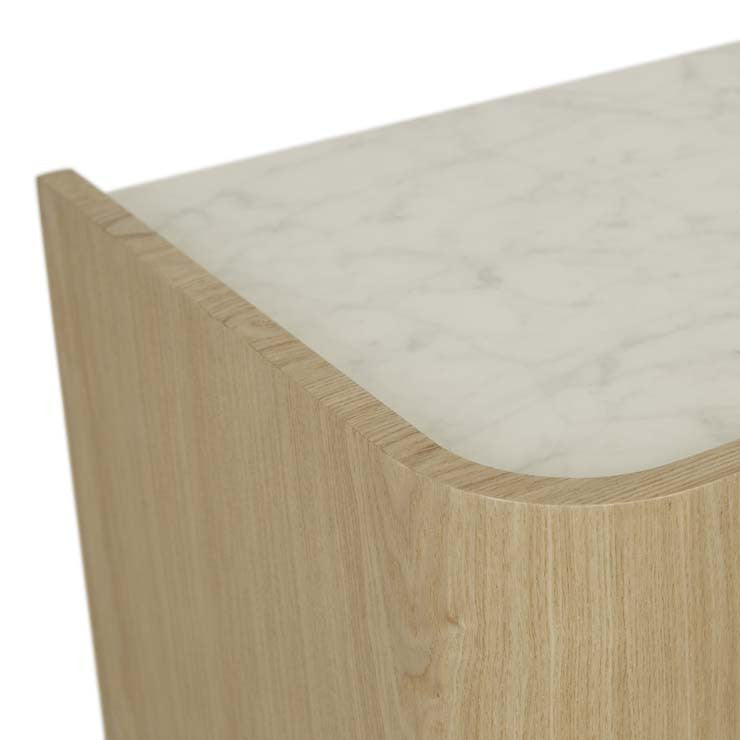 Elsie Narrow Bedside White Marble/Natural