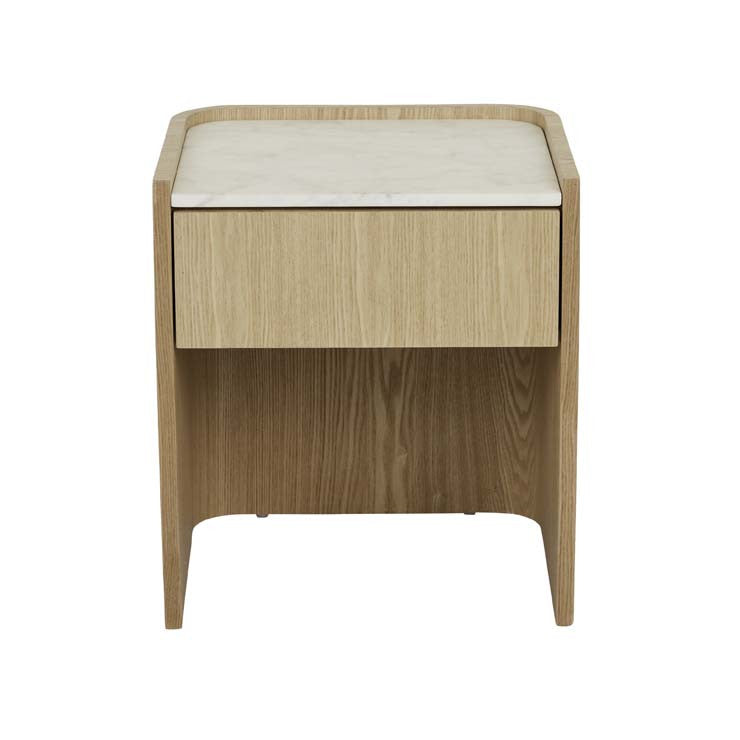 Elsie Narrow Bedside White Marble/Natural