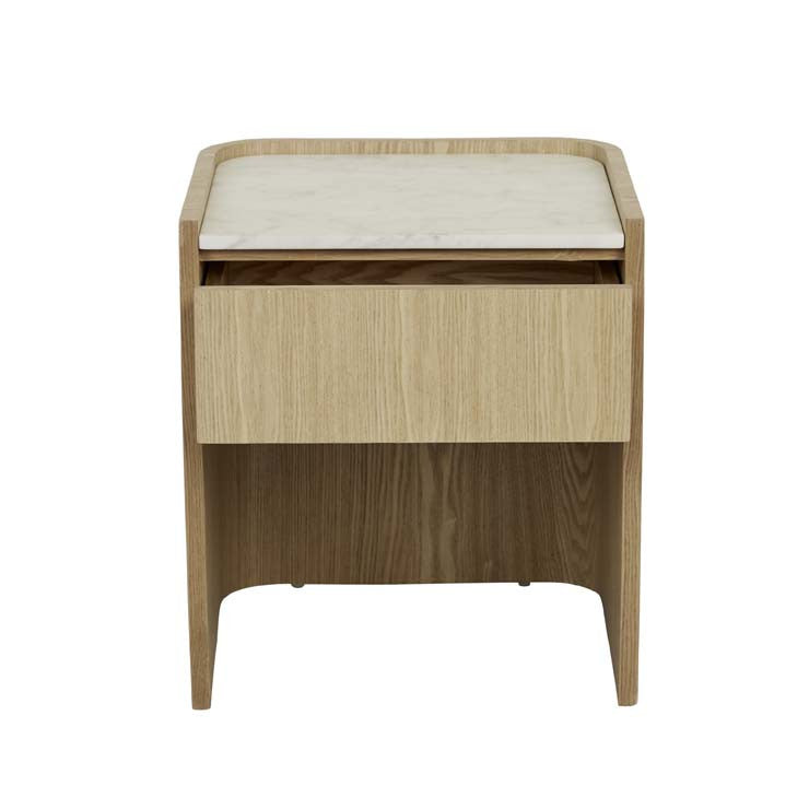 Elsie Narrow Bedside White Marble/Natural