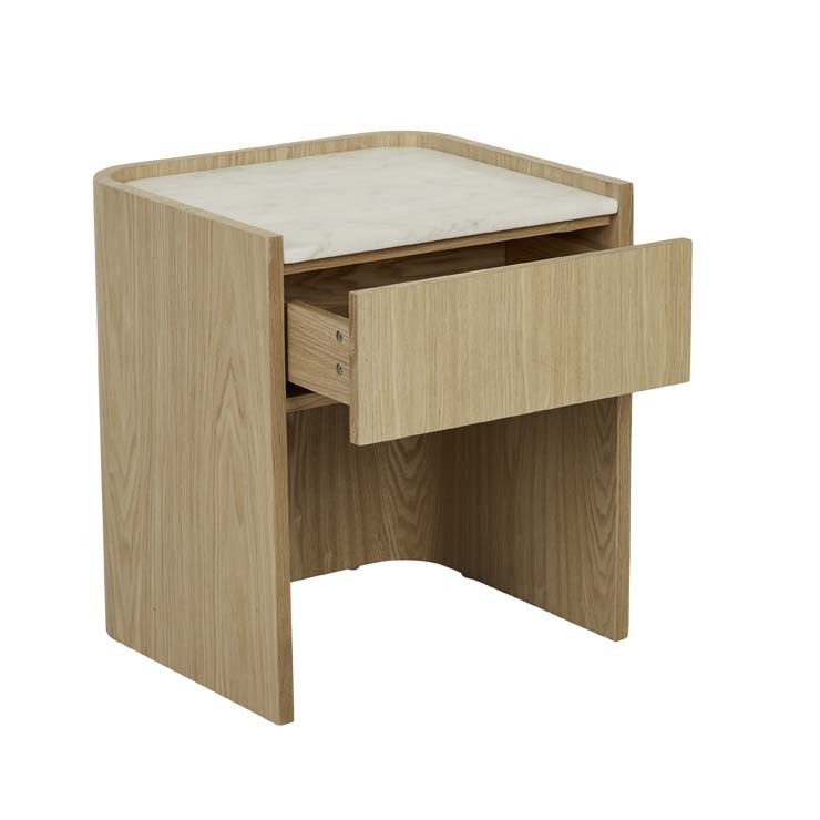 Elsie Narrow Bedside White Marble/Natural