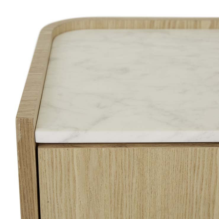 Elsie Narrow Bedside White Marble/Natural