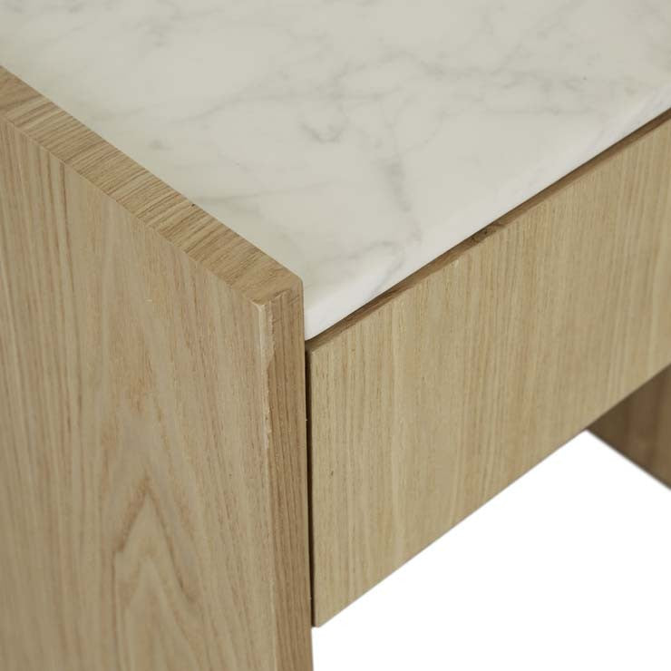 Elsie Narrow Bedside White Marble/Natural