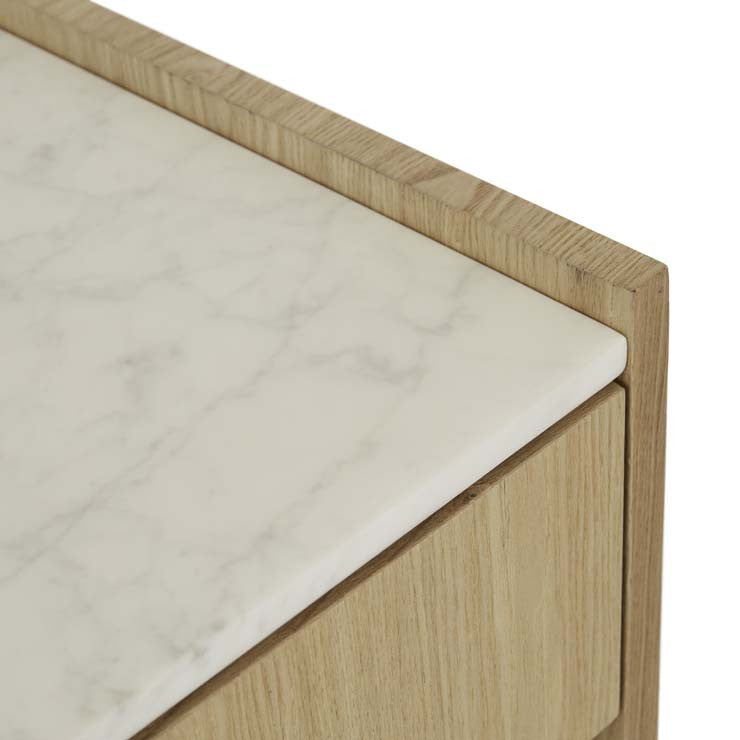 Elsie Narrow Bedside White Marble/Natural