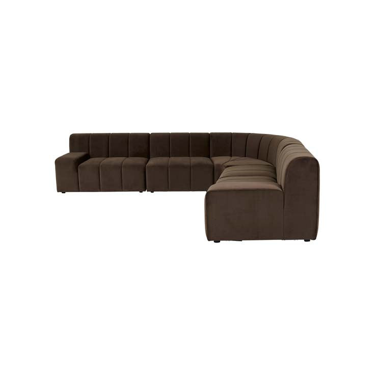 Juno Channel Round Corner Sofa Cocoa Velvet