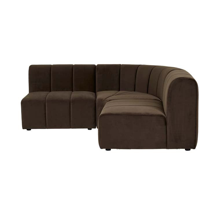Juno Channel Round Corner Sofa Cocoa Velvet