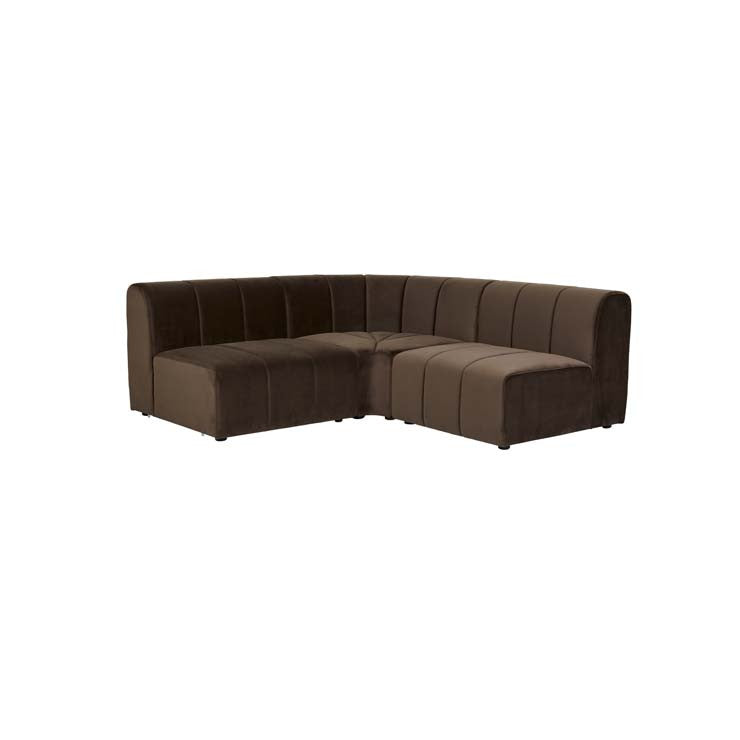Juno Channel Round Corner Sofa Cocoa Velvet