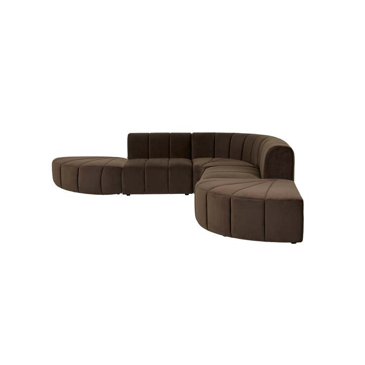 Juno Channel Round Corner Sofa Cocoa Velvet