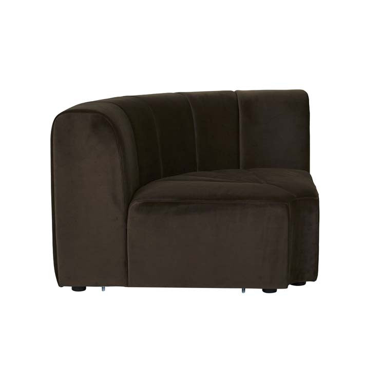 Juno Channel Round Corner Sofa Cocoa Velvet