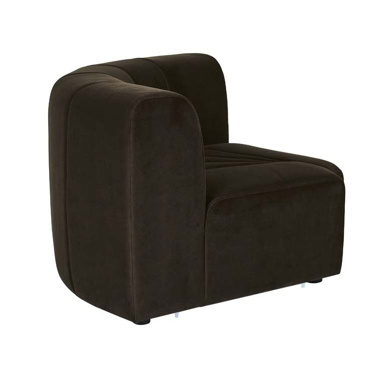 Juno Channel Round Corner Sofa Cocoa Velvet