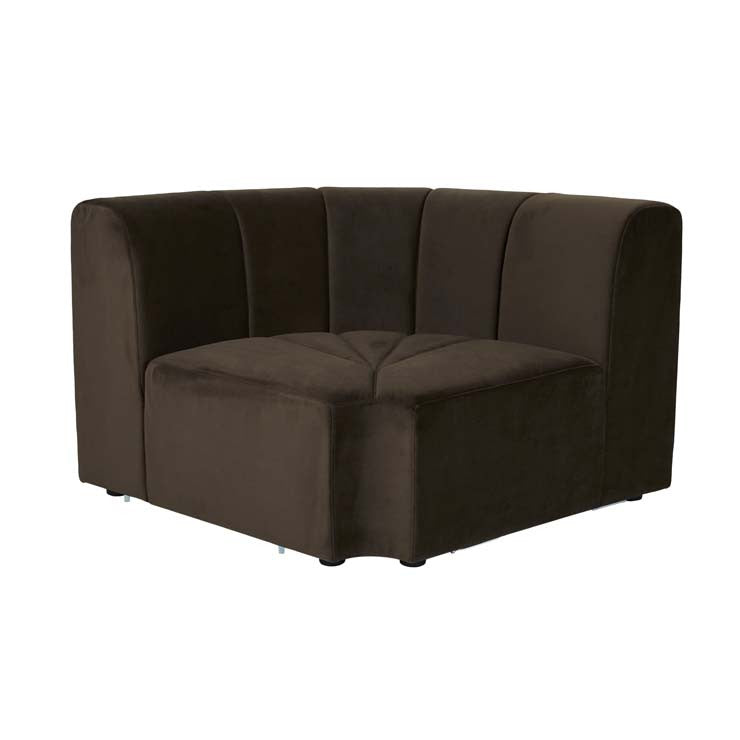 Juno Channel Round Corner Sofa Cocoa Velvet