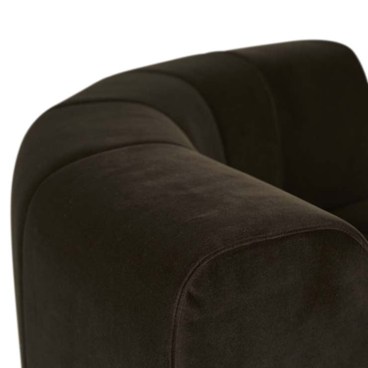 Juno Channel Round Corner Sofa Cocoa Velvet