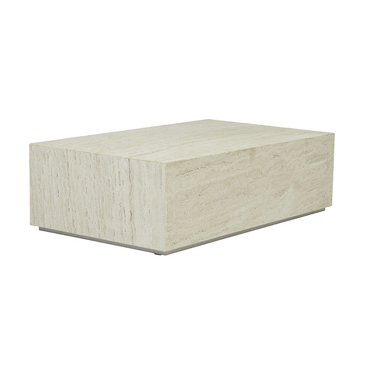 Elle Block Rectangular Coffee Table Natural Travertine