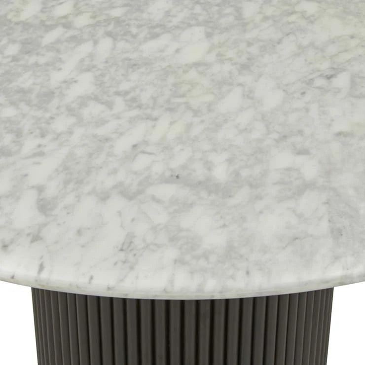 Benjamin Ripple Marble Dining Table White/Black 1200mm