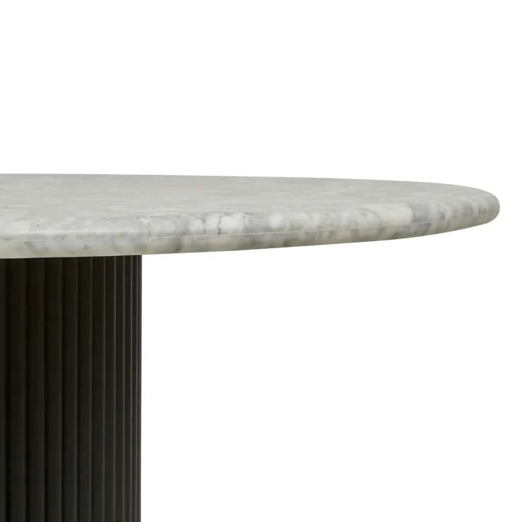 Benjamin Ripple Marble Dining Table White/Black 1200mm