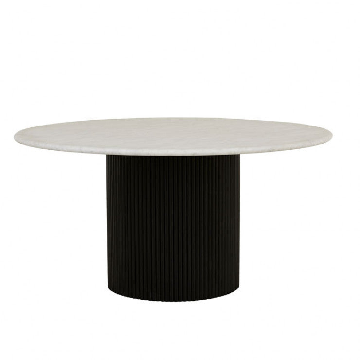 Benjamin Ripple Marble Dining Table White/Black 1500mm