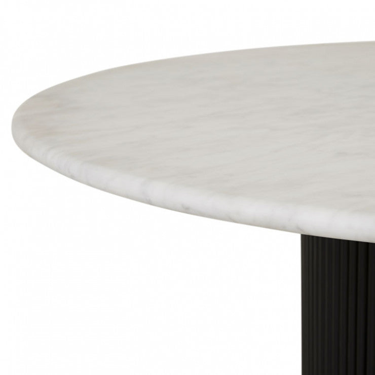Benjamin Ripple Marble Dining Table White/Black 1500mm