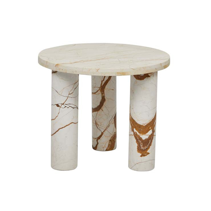 Amara Round Side Table Brown Vein
