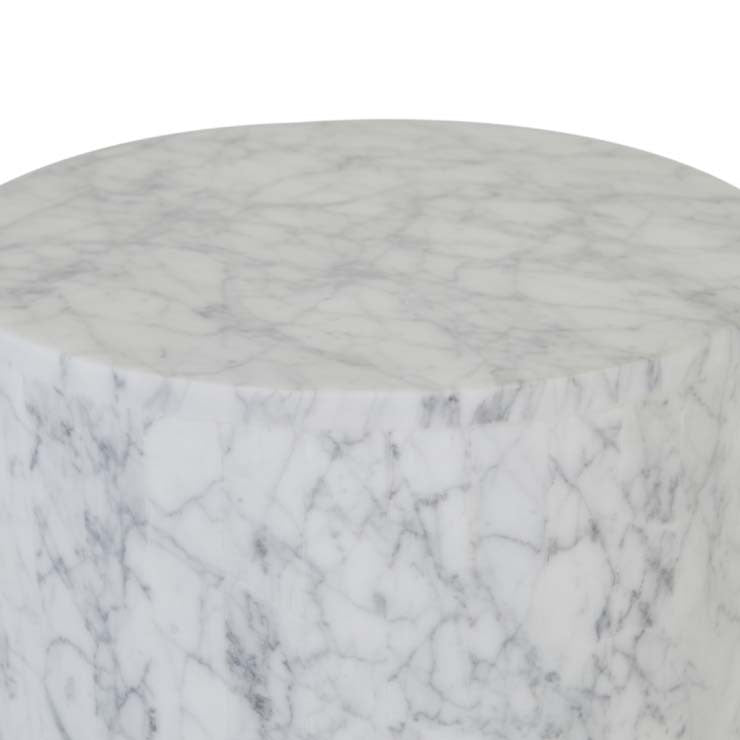 Elle Block Round Side Table Tall White