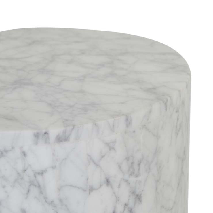 Elle Block Round Side Table Tall White