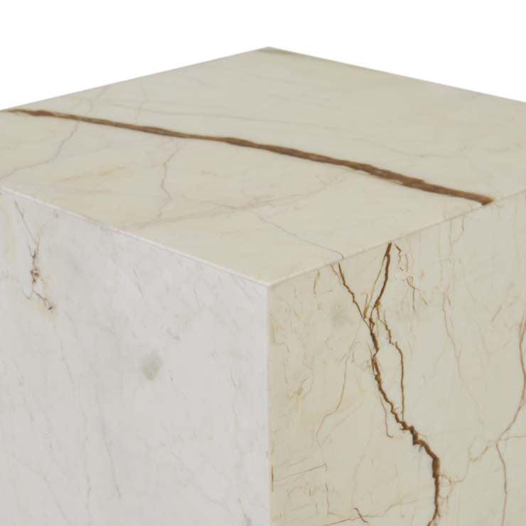 Elle Block Square Side Table Brown Vein