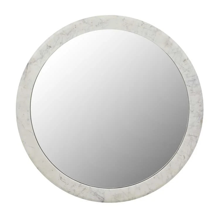 Rufus Round Mirror Grey Vein Marble