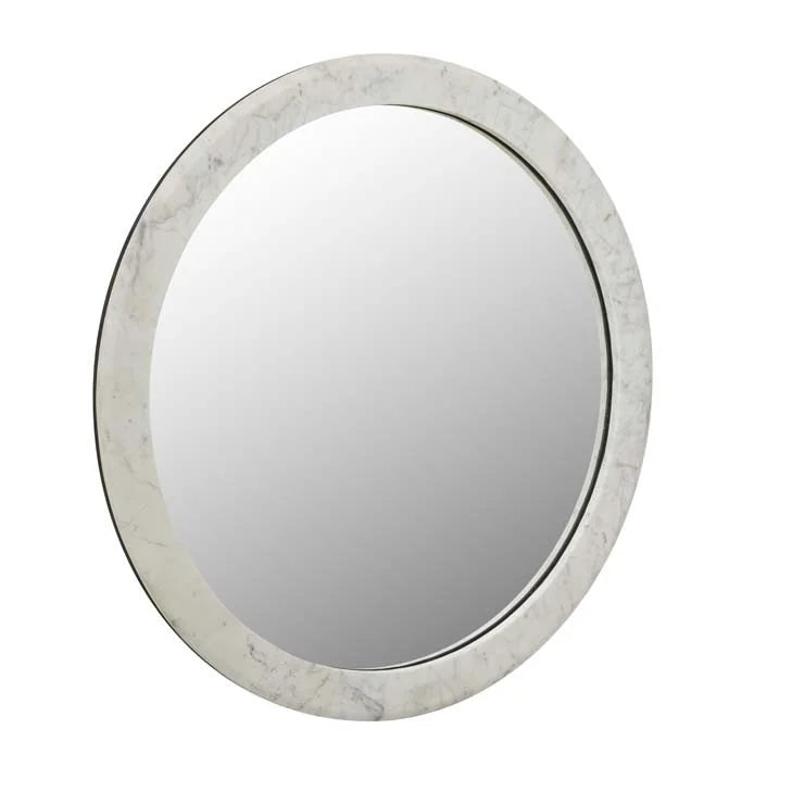 Rufus Round Mirror Grey Vein Marble