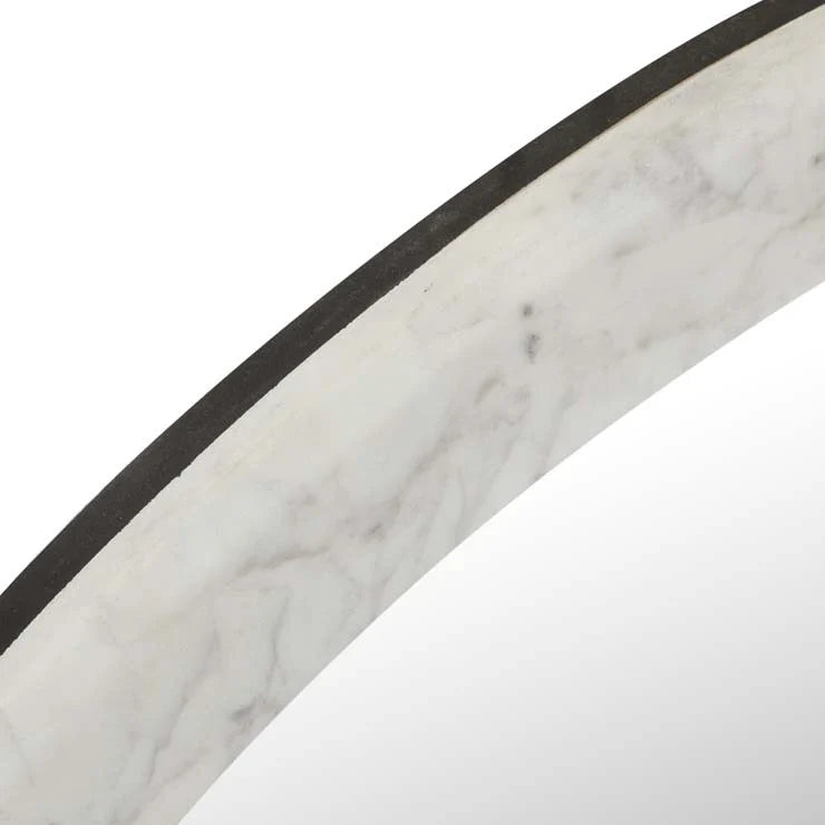 Rufus Round Mirror Grey Vein Marble