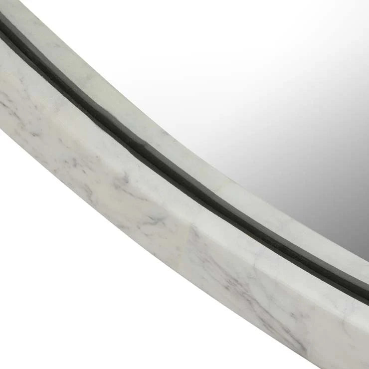 Rufus Round Mirror Grey Vein Marble