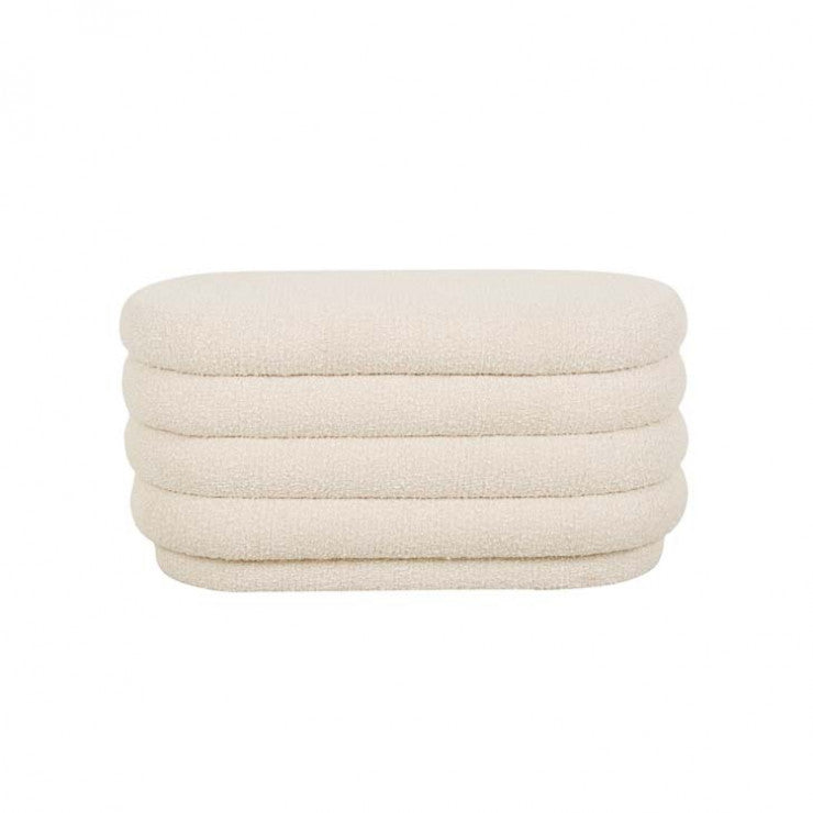 Kennedy Ribbed Oval Ottoman Beige Boucle