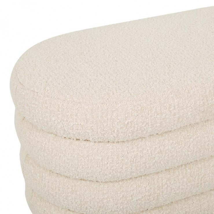 Kennedy Ribbed Oval Ottoman Beige Boucle