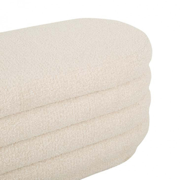 Kennedy Ribbed Oval Ottoman Beige Boucle