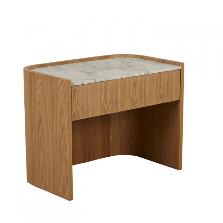 Elsie Large Bedside White Marble/Natural